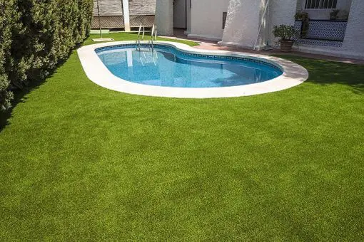 fake grass around this residential pool in Palm Springs CA